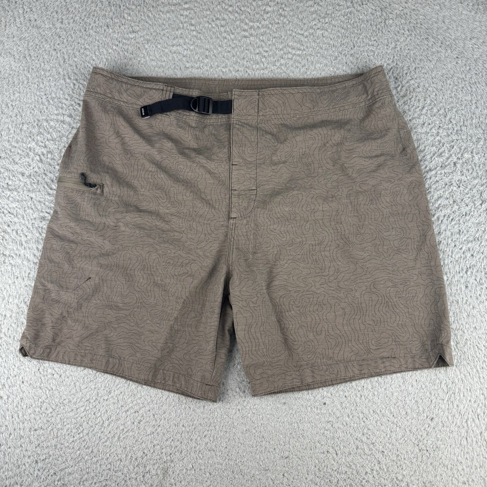 Prana Rock Shock Boardshorts Hybrid Brown Mens 30 Surf Skate Outdoors Belted
